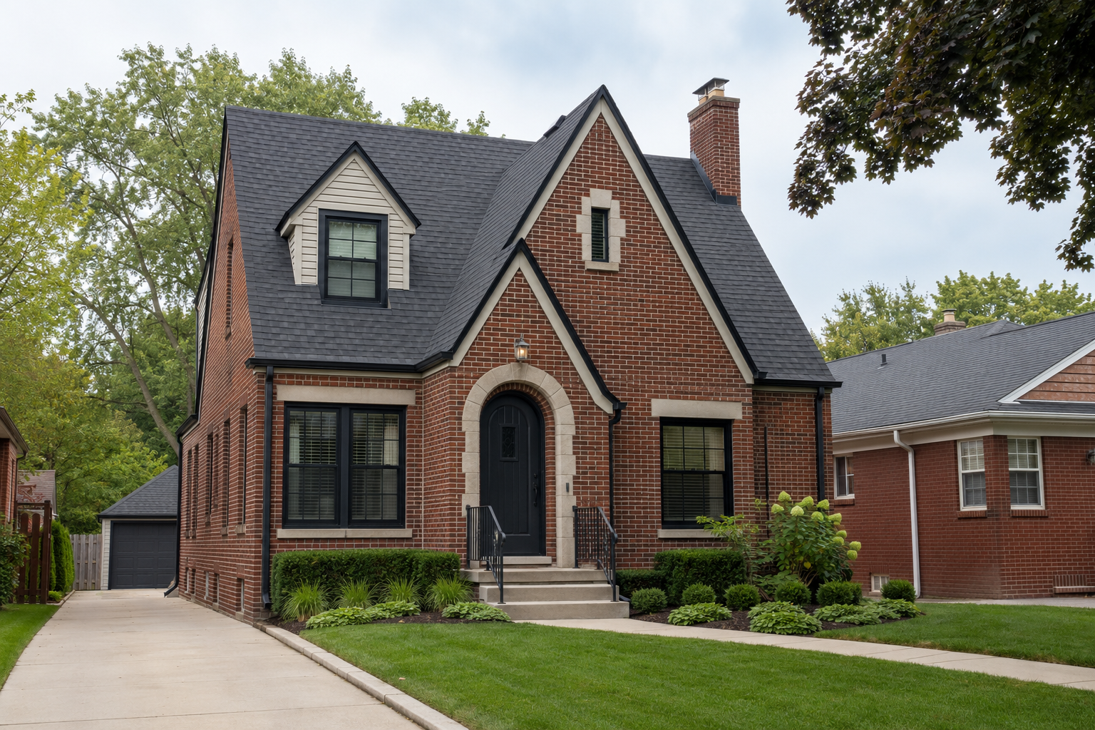 Metro Detroit brick home with a completed roof and exterior improvements